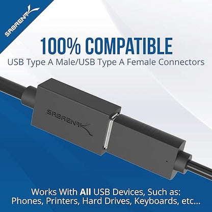 SABRENT 22AWG USB 3.0 Extension Cable A Male to A Female [Black] 6 Feet (CB-3060)