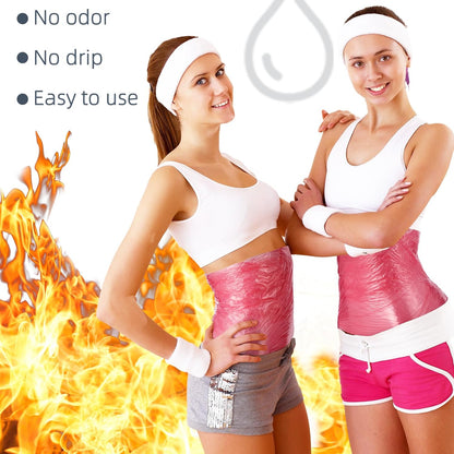 60 Meters Rose Red Osmotic Plastic Body Wrap, Workout and Sweat Enhancer Stomach Wrap Body Wrap Film Applicator Power Wrap(1 Rolls)