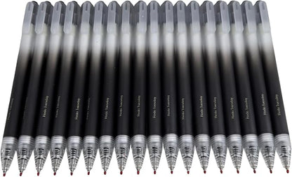 Fengtaiyuan Retractable Gel Pens, 0.5mm Bullet Point Fast Drying Black Ink, Frosted Gradient Triangular Ergonomic Barrel Writing Pens for School Exam Office Note Taking [Pack of 18]