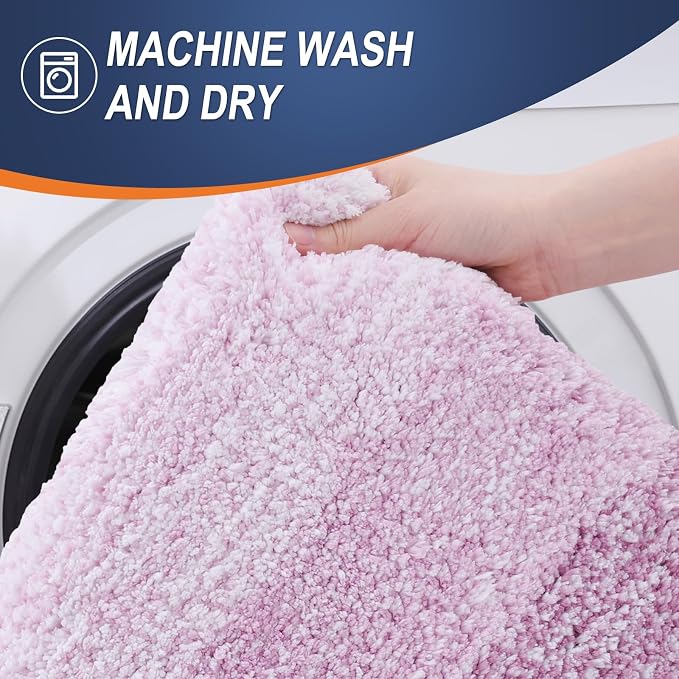 OLANLY Bathroom Runner Rugs Mat 47x17, Extra Soft Absorbent Microfiber Bath Rugs, Rubber Backing, Quick Dry, Long Bath Mats for Bathroom, Tub and Shower, Home Decor Accessories, Pinkish-Purple