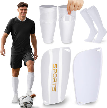 XZQTIVE Soccer Shin Guards with Shin Sleeves and Soccer Socks, Football Shin Pads Set for Kids Youth and Adult