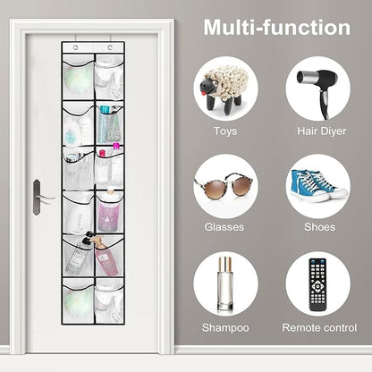 12 Large Pockets Over The Door Hanging Shoe Organizer, White