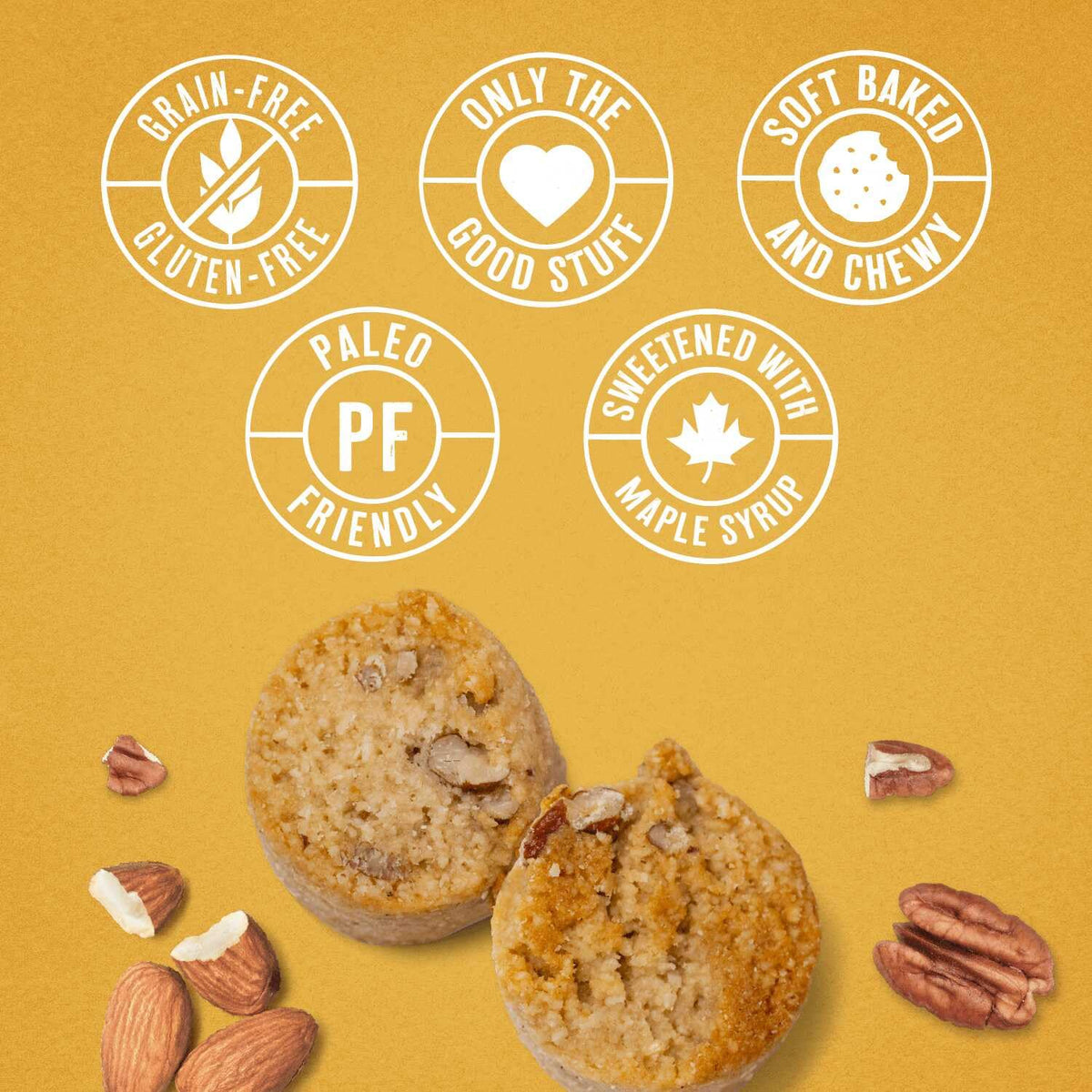 Ona Maple Pecan Cookies 4-pack, Ready to eat, Gluten free, Grain free, Dairy free, Paleo, Vegan, Made with Maple Syrup