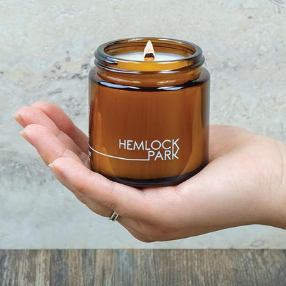 Hemlock Park Crackling Wood Wick Candle Handcrafted with Natural Coconut Wax (Small 4 oz, Yuzu Citrus)
