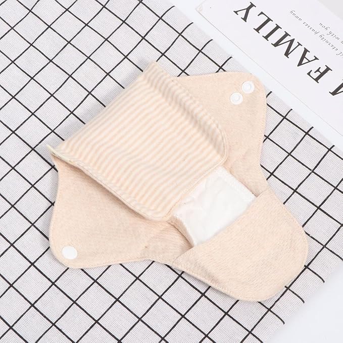 2pcs Reusable Washable Menstrual Pads Organic Cotton Panty Liners Strong Absorbent Breathable Sanitary Towels for Women Period and Postpartum Use Foldable Travel-Friendly