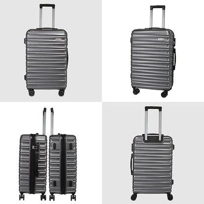 Luggage Sets 3 Piece(20/24/28)-Suitcase Set- Luggage with Wheels-PC + ABS Durable Lightweight Rotating hardshell suitcase 5PCS (Metallic Grey)…