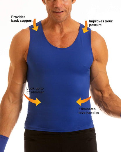 Insta Slim -Made in USA- Compression Tank-Top Shapewear for Men. Tummy Control Slimming Body-Shaper for Belly & Back Support