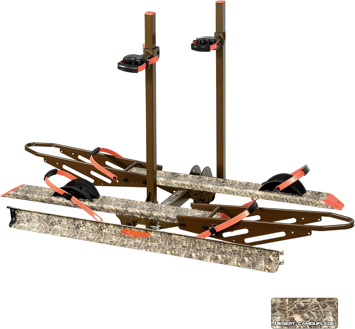 Young Hitch Bike Rack for 2 E-Bikes, Heavy Duty Platform Carrier, 200lbs Capacity, Foldable, Fat Tire, Electric Bike, Hitch Mount, SUV, Truck, RV, Car, 2" Receiver, Anti-Wobble, Camo