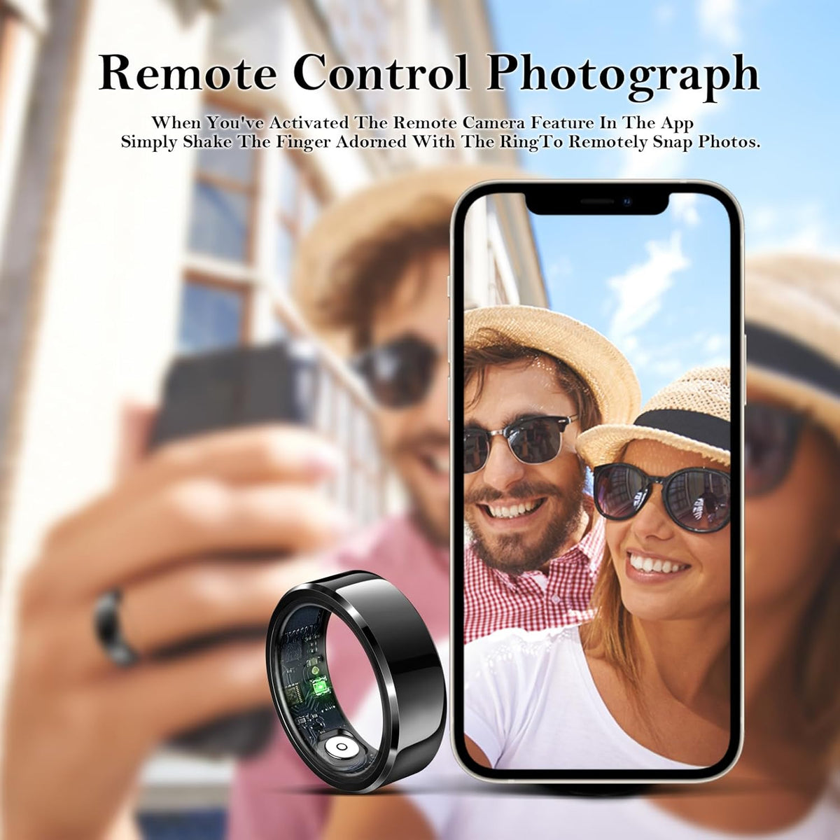 Smart Ring for Women Men-Wearable Fitness Tracker with Sleep Tracking Heart Rate Blood Oxygen Healthy Monitor Ring Activity Monitoring Steps Calories Black