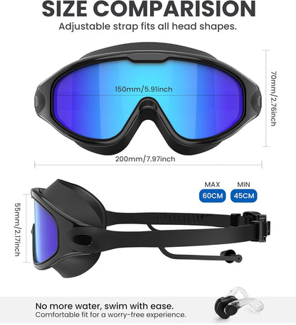 NSSIW Goggles Swimming Adult Swim-Goggles: Wide View with UV400 Protection Anti Fog No Leak for Men and Women 3 Pack