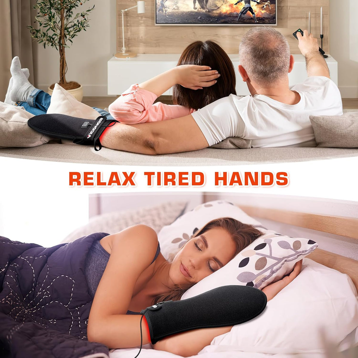 Red Light Therapy Device for Hands, Infrared-Light-Therapy-Gloves Finger Wrist, Led Near Infrared Light Skin Care, Carpal Tunnel(Pack of 2)