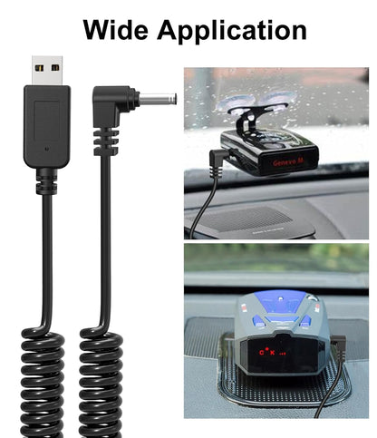 Radar Detector Cable with USB to DC3.5 Plug,Power Cable for Radar Detectors,USB 5V-12V Power Cable,for Cobr RAD 480i 350 380 DFR1 DFR3 DFR5 Whistler Radenso Pro M Radar Detector(DC3.5-6.56FT)