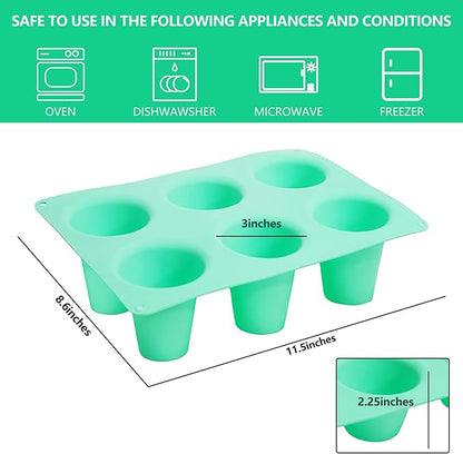 Zorazio 2 Pack Popover Pan 6-Cup, Nonstick Silicone Popover Pan for Baking, Large Deep Cupcake Pan,Easy to Clean,BPA Free
