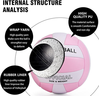 EVZOM Super Soft Volleyball Beach Volleyball Official Size 5 for Outdoor/Indoor/Pool/Gym/Training Premium Volleyballs Equipment Durability Stability Sports Ball