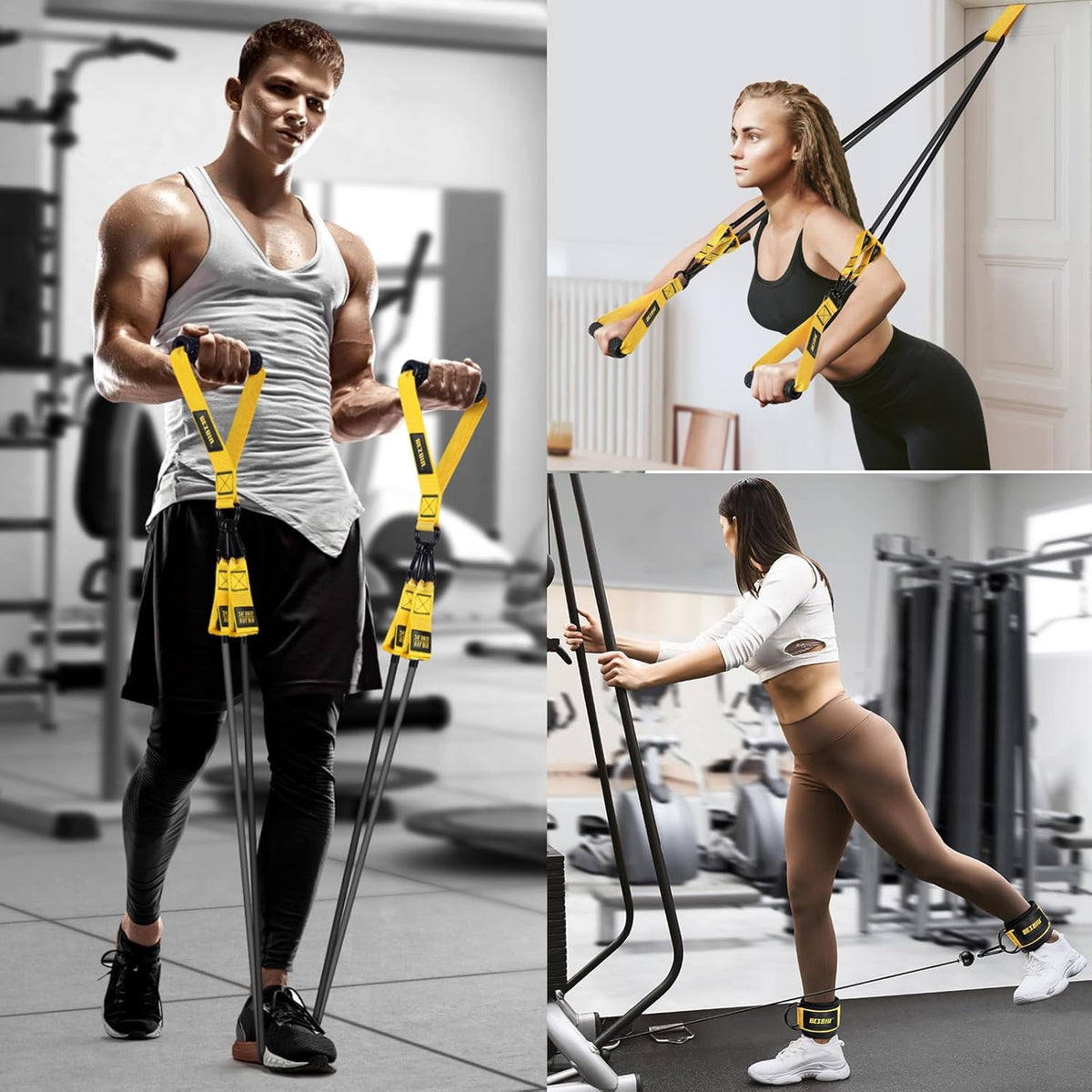 Heavy Resistance Bands for Working Out, 300lbs/360lb/420lb Exercise Bands Workout Bands with Handles, Door Anchor, Ankle Straps, Home Gym Workout Equipment for Men Fitness Strength Training Stretching