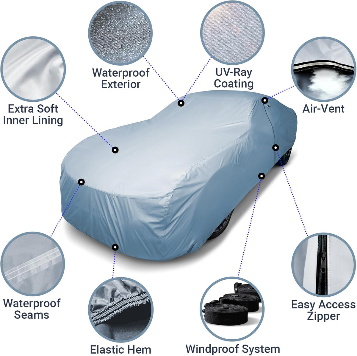 iCarCover Premium Car Cover for 1955-1959 Porsche 356A Heavy Duty Waterproof All Weather Automobiles Custom Fit Indoor Outdoor UV Snow Protection Covers with Straps and Bag