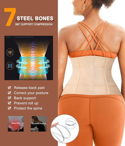 TrainingGirl Waist Trainer for Women Belly Working Out Trimmer Corset Sauna Sweat Belt Band Stomach Wrap Body Shaper Fajas