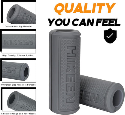 Hikeen Thick Bar Dumbbell Grips,Non Slip Hard Rubber Barbell Grips,Grips for Weight Lifting, Muscle Building-1.77", 2", 2.25" & 2.75" Outer Diameter