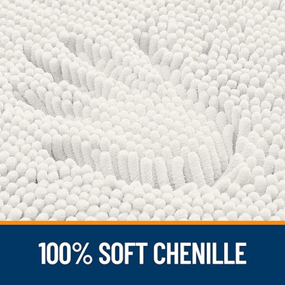 OLANLY Large Bathroom Rugs 50x30, Extra Soft Absorbent Chenille Bath Rugs, Rubber Backing Quick Dry, Machine Washable Bath Mats for Bathroom Floor, Tub and Shower, Home Decor Accessories, Ivory