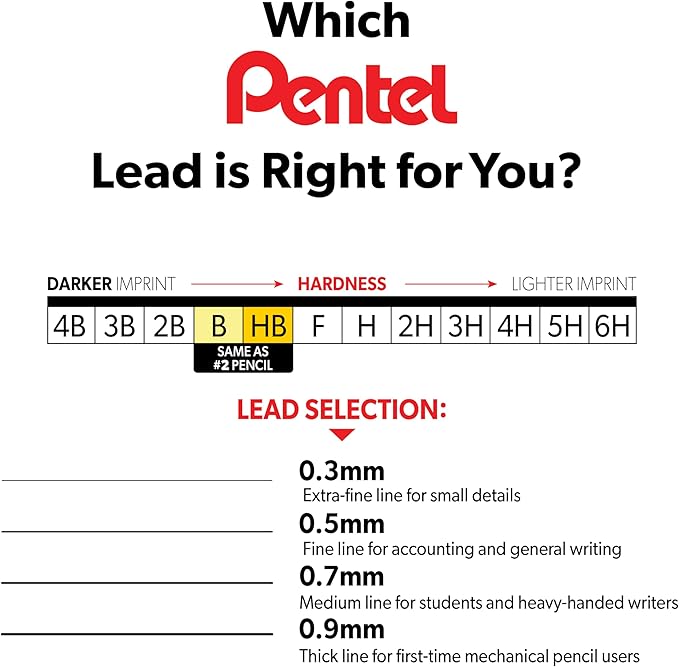 Pentel Super Hi-Polymer Lead, 0.3mm, Extra Fine, 3H, 12 Pcs/Tube, Box of 12 (300-3H)