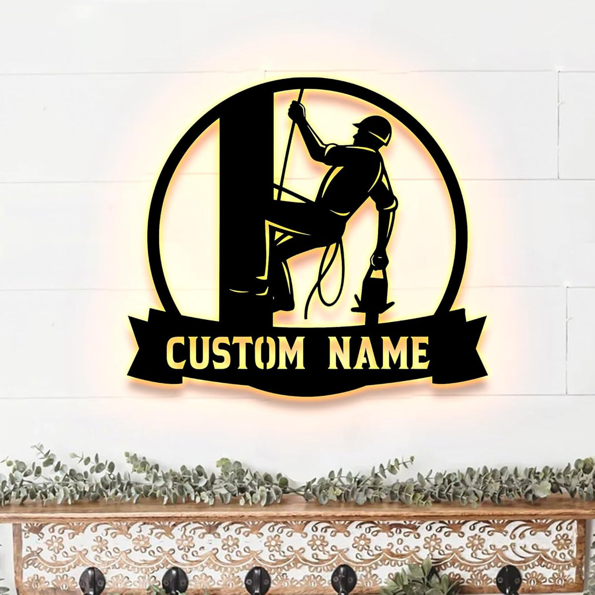 Personalized Electrician Metal Sign with LED Lights, Custom Electrician Metal Wall Art, Gift For Electrican, Wall Art Hanging Home Decor Birthday Xmas Gift