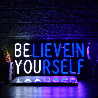 Believe in Yourself Neon Sign USB Powered for Room Decor, LED Neon Light Sign Dimmable for Kids Bedroom Office Bar classroom Wall Art Birthday Gift 16 * 7.5 Inches Blue