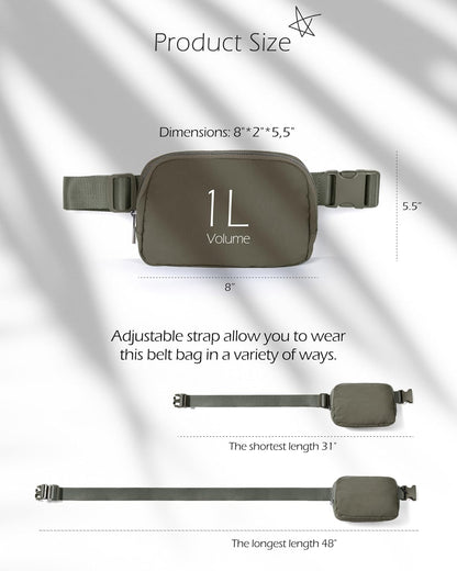ODODOS Unisex Mini Belt Bag with Adjustable Strap Small Fanny Pack for Workout Running Traveling Hiking, Dark Umber