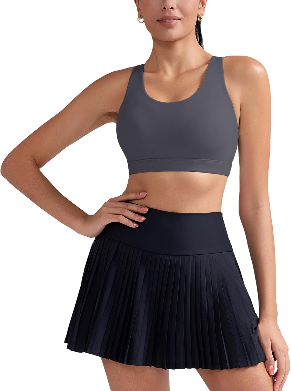 RUNNING GIRL Sports Bra for Women, Criss-Cross Back Padded Strappy Sports Bras Medium Support Yoga Bra with Removable Cups