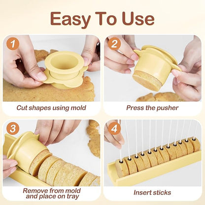 Circle Cake Pop Mold for Baking with 50PCS Cake Pop Sticks Bags Ties,Baking Molds for Birthday Wedding Baby Shower Kids Party Desserts-Yellow