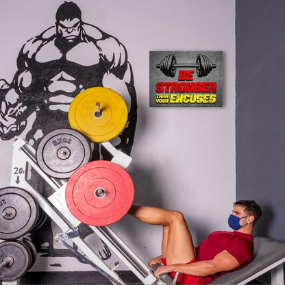Gym Quotes Wall Art,Inspirational Workout Wall Decor,Be Stronger Than Your Excuses Canvas Wall Art for Home Gym Exercise Fitness Room