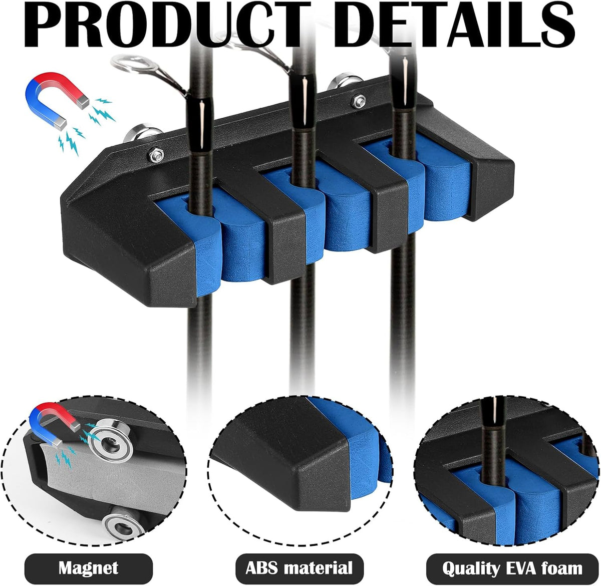 2 Pcs Magnetic Fishing Rod Holder for Car Fishing Pole Rack Vertical Rod Storage Holders for Truck Bed Boat Wall Garage Door