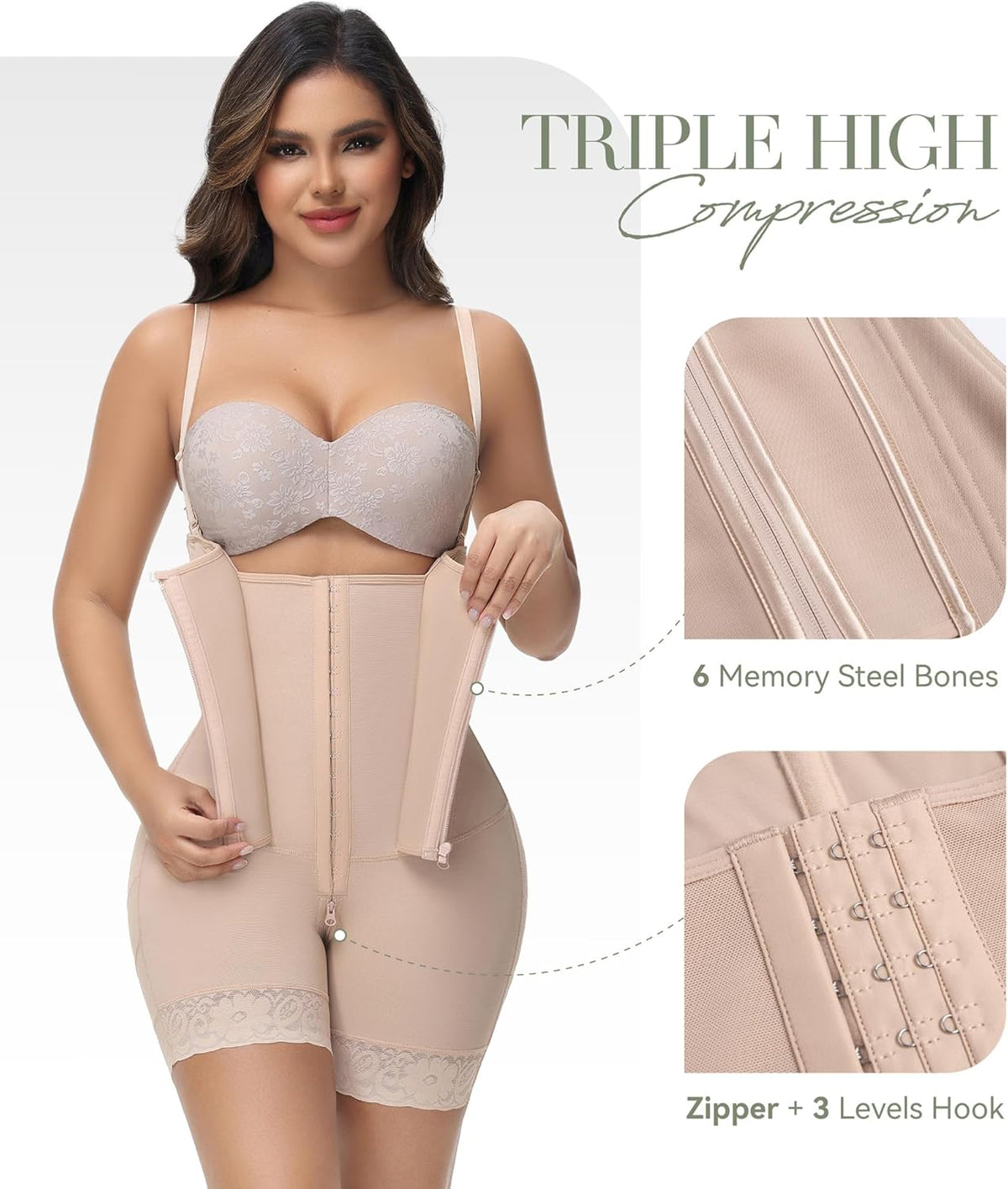 M MYODRESS Fajas Colombianas Moldeadoras Shapewear for Women Tummy Control Body Shaper Post Surgery Compression Garment