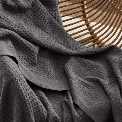 Bedsure 100% Cotton Blanket King Size for Bed - Breathable and Soft, Waffle Weave Blanket for Summer, Thick Cozy Fall Blankets for Women Gift, Dark Grey, 104x90 inches