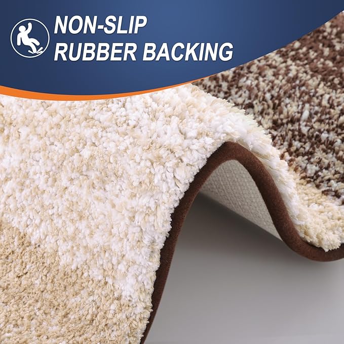 OLANLY Small Bathroom Rugs Mat 24x16, Extra Soft Absorbent Microfiber Bath Rugs, Rubber Backing, Quick Dry, Machine Washable Bath Mats for Bathroom Floor, Tub and Shower, Home Decor Accessories, Brown