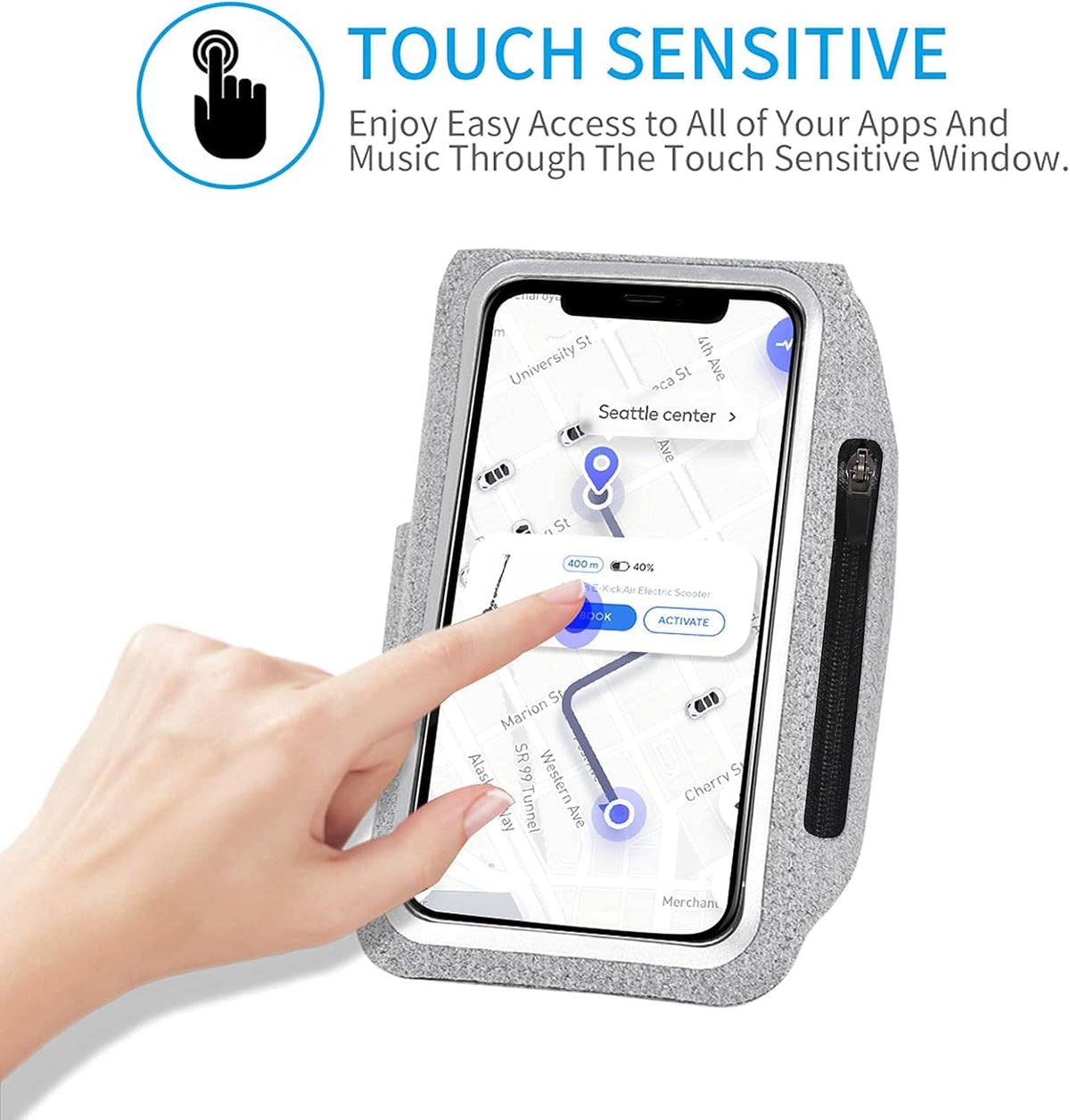 Running Armband with Earphone Bag Cell Phone Armband for iPhone 16 15 Pro 14 Plus 13 11 XR XS, Galaxy S24/S10 Water Resistant Sports Phone Holder Case & Zipper Slot Car Key Holder for 6.7 inch Phone