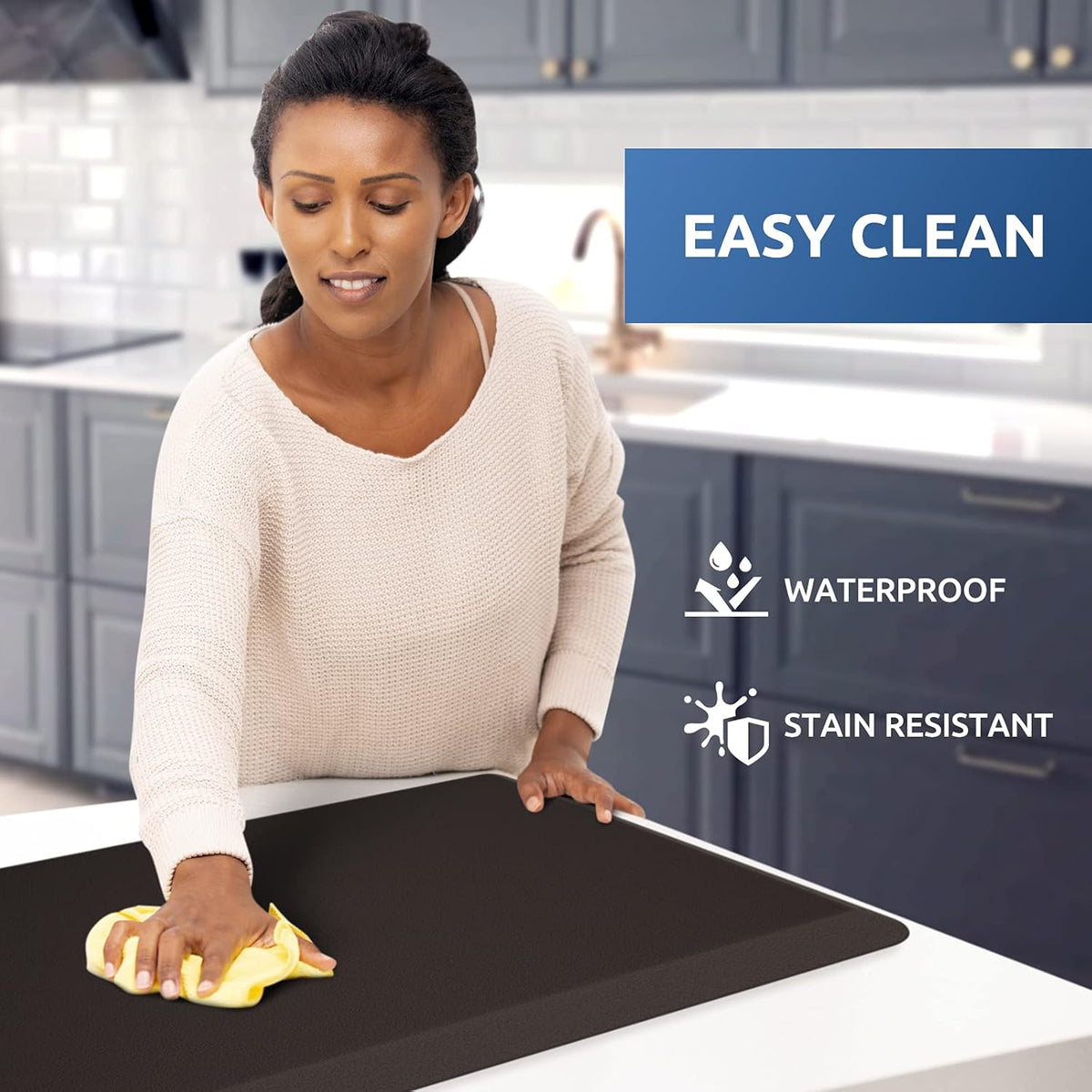 KitchenClouds Kitchen Mat Cushioned Anti Fatigue Kitchen Rug 17.3"x39" Waterproof Non Slip Kitchen Rugs and Mats Standing Desk Mat Comfort Floor Mats for Kitchen House Sink Office (Chocolate)
