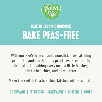 GreenLife 6 Piece Nonstick Bakeware Set, Non-Toxic PFAS-Free Ceramic Oven Pans, Dishwasher & Oven Safe to 450°F, Easy Release Baking Sheet, Loaf Pan, Rectangle & Round Cake, Muffin Pan, Turquoise