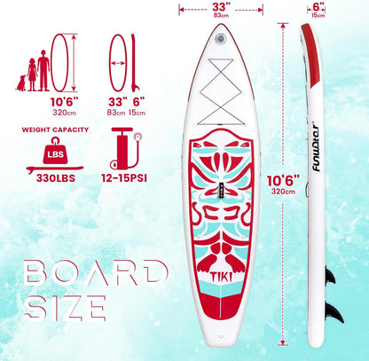 FunWater Inflatable Ultra-Light Stand Up Paddle Board for All Skill Levels with Premium SUP Paddleboard Accessories,Non-Slip Comfort Deck for Youth & Adults