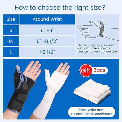 Velpeau Carpal Tunnel Wrist Brace with Thumb Stabilizer Night Support, Completely Stabilizes Wrist Thumb Joint, Pain Relief for Tendonitis, De Quervain's Tenosynovitis, Arthritis (Reg, Left Hand, S)