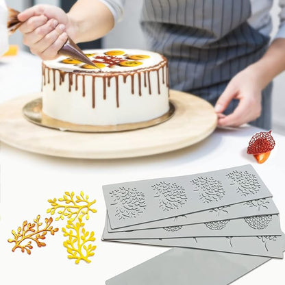 5PCS Leaf Molds Silicone Baking Fondant Tuile Molds, Hollow 3D Coral Branch Leaf Tuille Lace Silicone Cake Moulds, Polymer Clay Mold for Baking, Resin, Clay, Sugar Craft, Dessert Cake Decoration