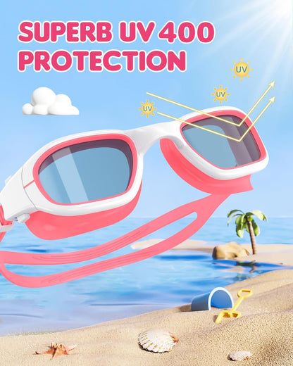 Kids Swim Goggles,Swimming Goggles for Kids 6-14, Anti-Fog UV Protection Pool Glasses for Boys Girls