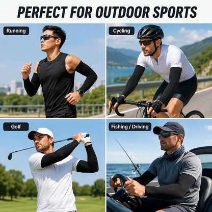 Mudder 8 Pairs UV Sun Protection Cooling Arm Sleeves for Men Women Youth Silk Compression Arm Cover Breathable Outdoors Sport
