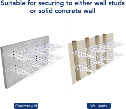 FLEXIMOUNTS 4-Pack 24-inch-by-72-inch Wall Shelf Garage Storage Rack Wall Mounted Floating Shelves 2x6 ft,White