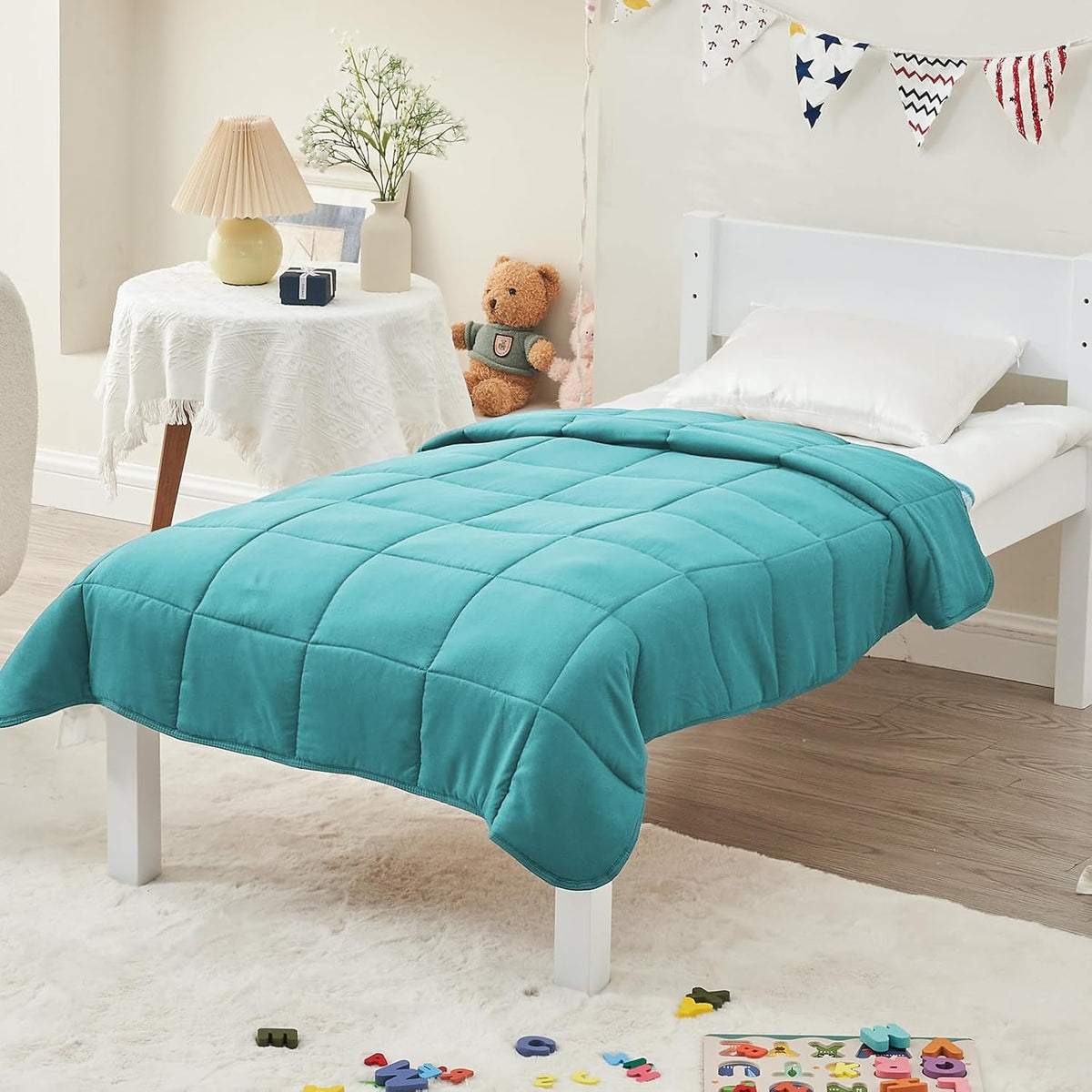 yescool Weighted Blanket (3 lbs, 36" x 48", Teal) Cooling Heavy Blanket for Sleeping Perfect for 20-40 lbs, Breathable Blanket with Premium Glass Bead, Machine Washable