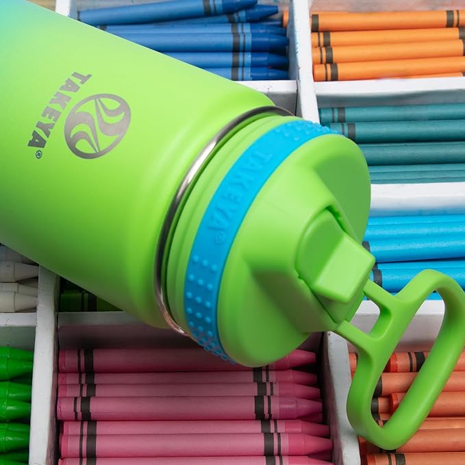 Takeya Actives Water Bottle with Straw Lid - Durable & Easy-Care Water Bottle with Stainless Steel Insulation - BPA-Free Lid with Carry Handle & Straw - Dishwasher-Safe - 18 oz, Ombre Excitement