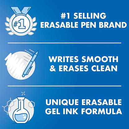 Pilot, FriXion Clicker Erasable Gel Pens, Fine Point 0.7 mm, Pack of 14, Black & Blue