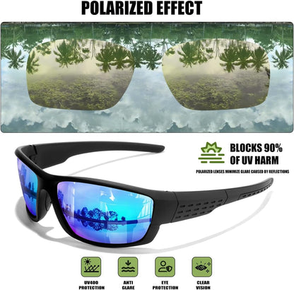 Polarized Sports Sunglasses Men UV400 Protection Lightweight Wrap Around Goggles for Cycling Fishing Driving Running