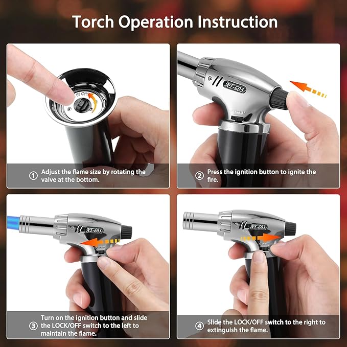 Whiskey Smoker Kit with Torch - Cocktail Smoker Infuser Kit, Old Fashioned Drink Smoker Kit, Anniversary and Birthday Bourbon Whiskey Gifts for Men, Dad, Husband, Boyfriend (No Butane)