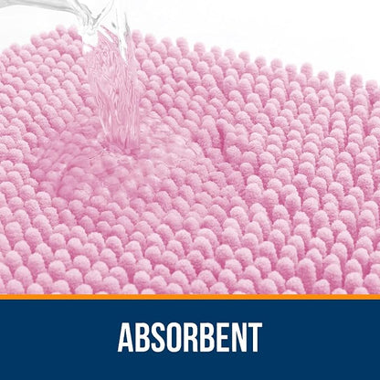 OLANLY Large Bathroom Rugs 47x32, Extra Soft Absorbent Chenille Bath Rugs, Rubber Backing Quick Dry, Machine Washable Bath Mats for Bathroom Floor, Tub and Shower, Home Decor Accessories, Pink