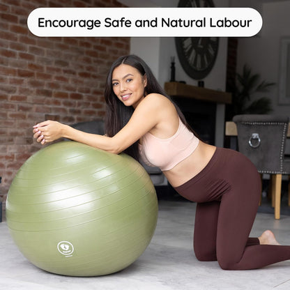 BABYGO® Birthing Ball for Pregnancy & Labor + Our Award Winning Book - Exercise, Birth & Recovery Plan, 5X Stronger Than a Yoga Ball with Eco Friendly Material